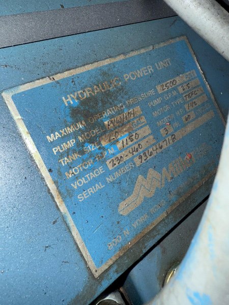 Miller Hydraulic Power Unit - 1.5 HP, 2500 PSI, 20 Gallons, 2.5 GPM