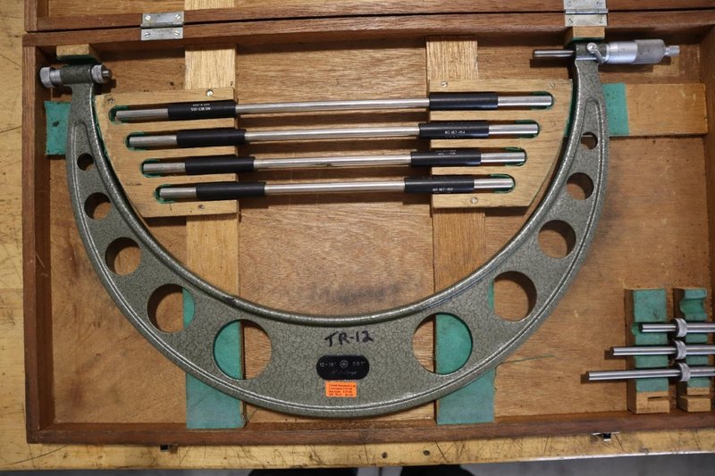 Mitutoyo 12"-16" Micrometer w Standards, Wood Case- Auction Item