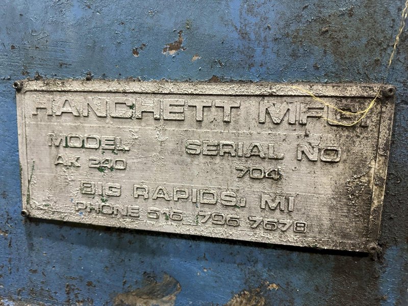 20' (240") X 8" HANCHETT MODEL #AK-240 AUTOMATIC TRAVELING HEAD KNIFE &amp; BLADE GRINDER / SHARPENER: STOCK #21143