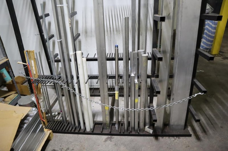 Vertical Metal Material Rack with Contents - Auction Item