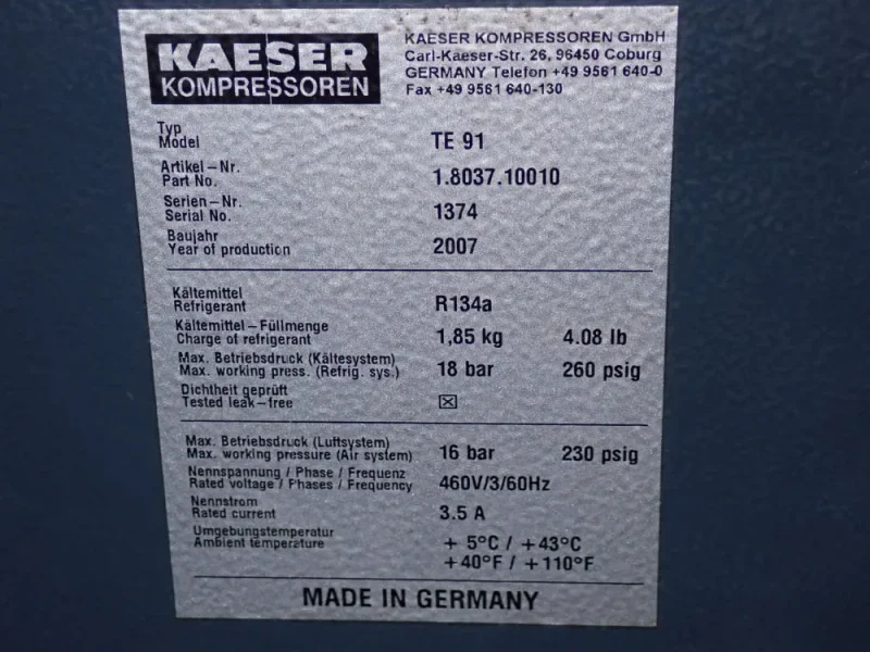 KAESER REFRIGERATED DRYER  -  TE 91