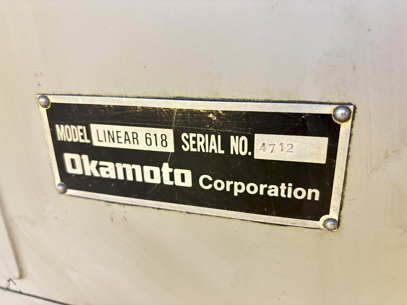 6" X 18" OKAMOTO MODEL #LINEAR 618  HAND FEED HORIZONTAL SURFACE GRINDER: STOCK #21179