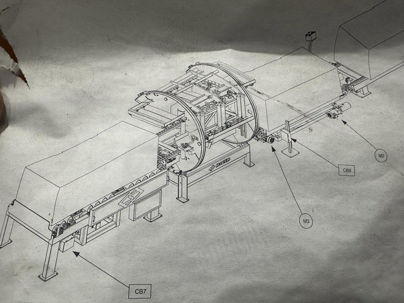 SWEED LOAD CLAMP &amp; TURNER / PACMAN FLIPPER SYSTEM WITH POWERED INFEED &amp; OUTFEED CONVEYORS: STOCK #22075