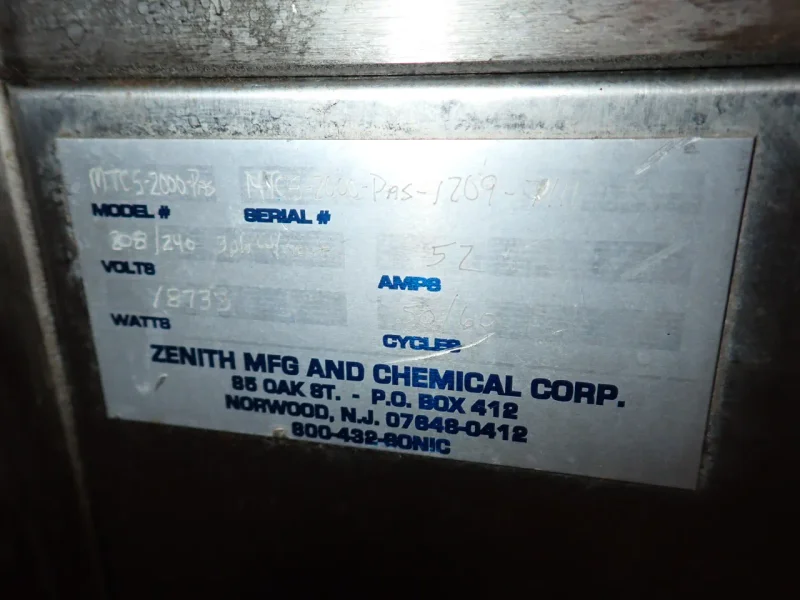 ZENITH ULTRASONIC CLEANER  -  MTC5-2000-PAS