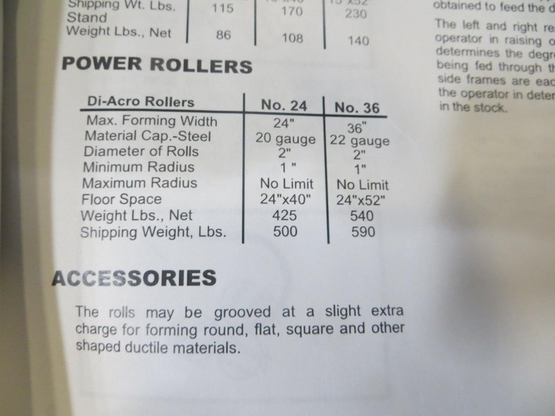 DiAcro No 24 Power Slip Roll with (3) 24&quot; Rolls- Auction Item