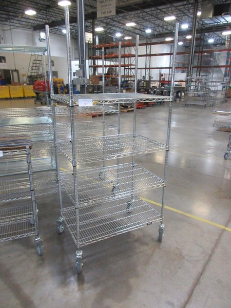 Uline Rolling Metal Wire Carts and assorted other brands, (5) Total- Auction Item