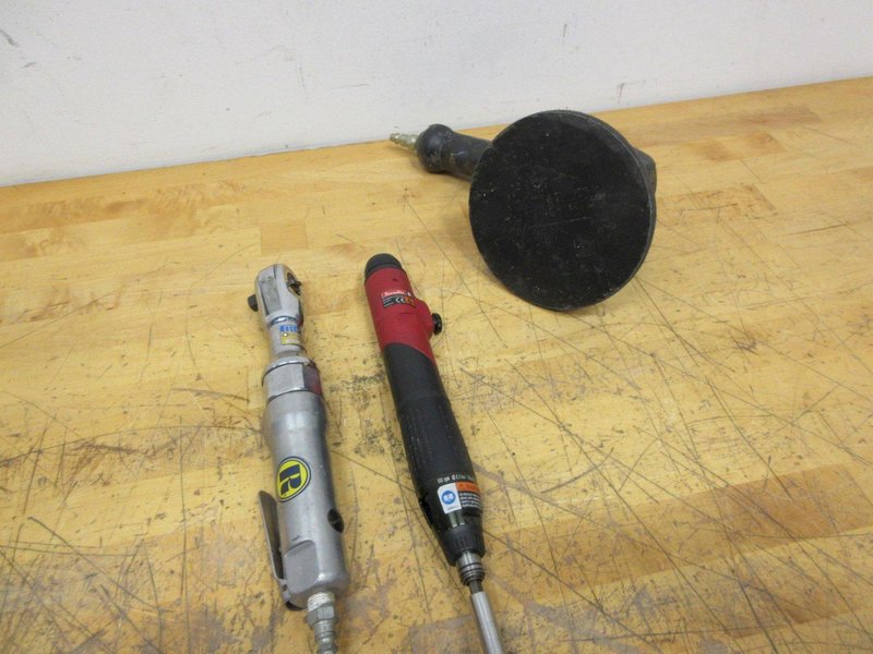 Pneumatic Air Tools, Alltrade 5.5" Random Orbital Sander, Rockford 3/8" Drive Ratchet, Desoutter 1/4" Drive Straight Screwdriver- Auction Item