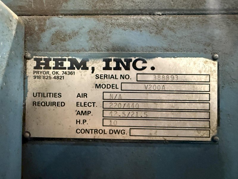 25" x 36" HEM MODEL #V200A TILT FRAME VERTICAL BAND SAW W/ AUTOMATIC FEED TABLE : YOBRO #25400