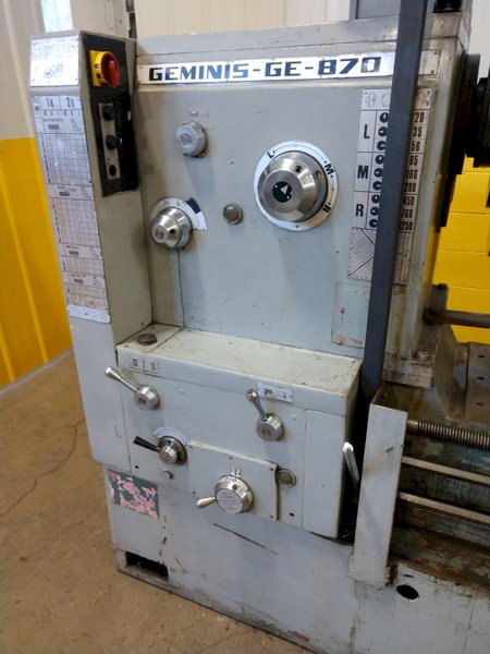 40" X 72" GEMINIS MODEL G-870 GAP BED ENGINE LATHE, 3.25" HOLE: STOCK #12535