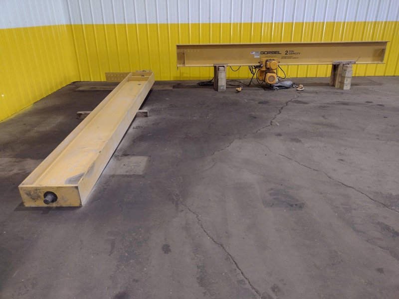 2 TON x 12&#039; GORBEL TENSION STAND JIB CRANE WITH 2 TON HARRINGTON HOIST &amp; POWER TROLLEY: STOCK #18873