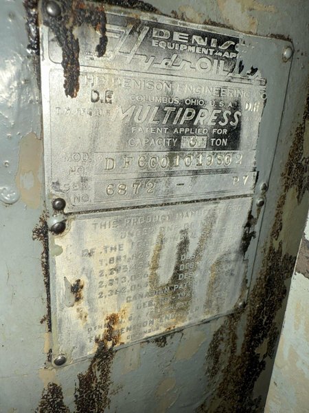 6 TON DENISON MULTIPRESS HYDRAULIC PRESS. STOCK # 1214025.