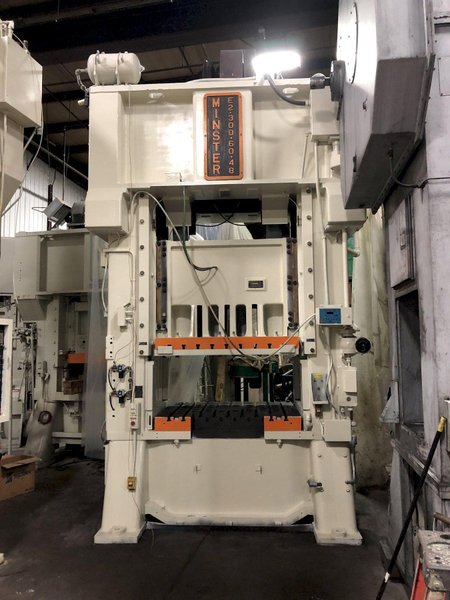 300 Ton Minster SSDC Press, Model E2-300-60-48, 12" STR, 36" SH, 6" Adj, 60" x 48" Bed, 30-60 SPM VARI
