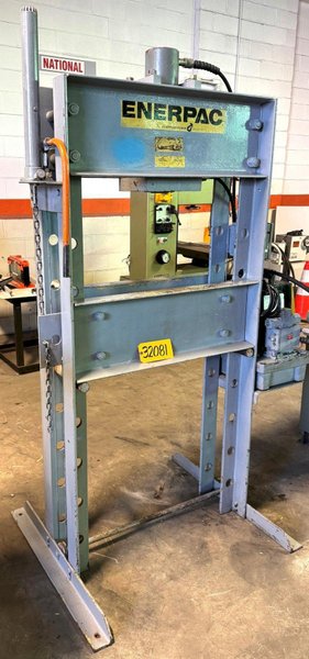 50 Ton Enerpac H-Frame Hydraulic Press, 28" B.H., Adj. Bed, 1.5 HP, 1 Phase