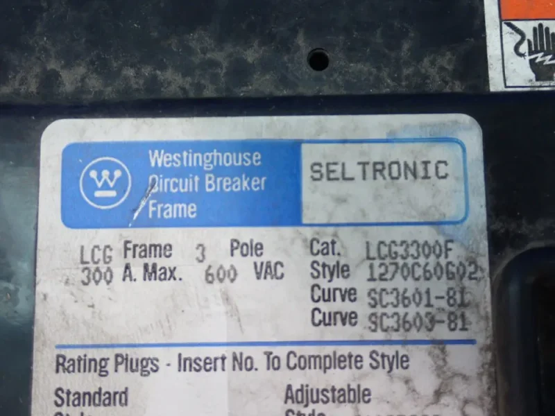 WESTINGHOUSE 300 AMPS CIRCUIT BREAKER   -  LCG3300F