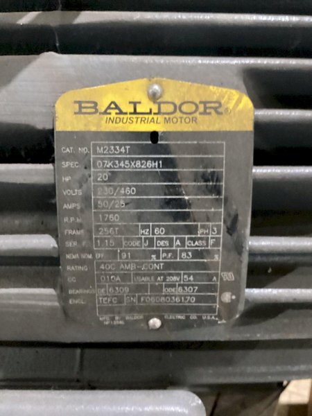 BALDOR M2334T 20HP AC Motor 230/460V, 1750 RPM USED