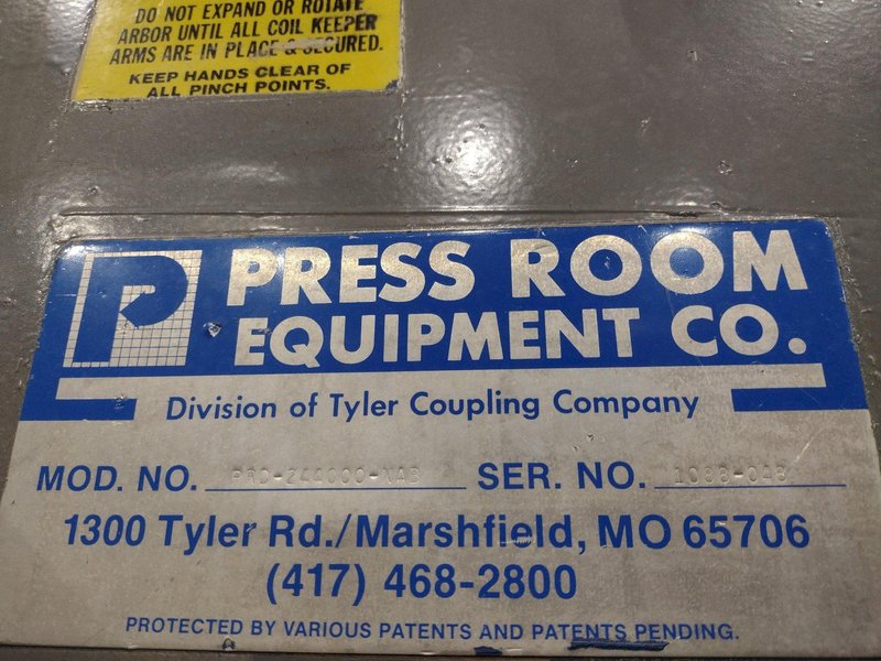 4,000 LBS X 24" PRESS ROOM EQUIPMENT MODEL #PRD-244000-NAB DOUBLE END COIL REEL UNCOILER: YOBRO #25067