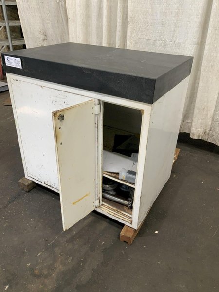 24" X 36" X 4" THICK BLACK GRANITE SURFACE PLATE WITH CABINET: STOCK #81129