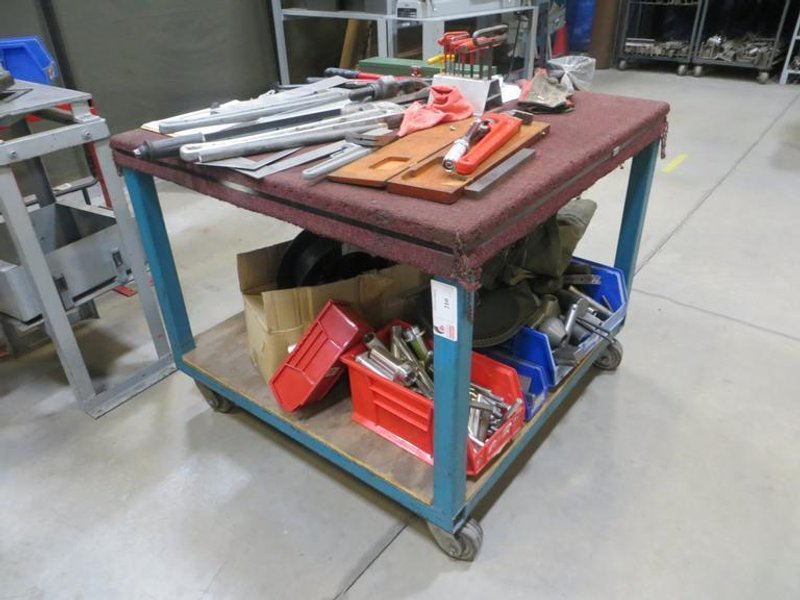 Heavy Duty 38&quot; x 38&quot; Cart Portable On Casters w Large Assortment of Hand Tools AND More!- Auction Item