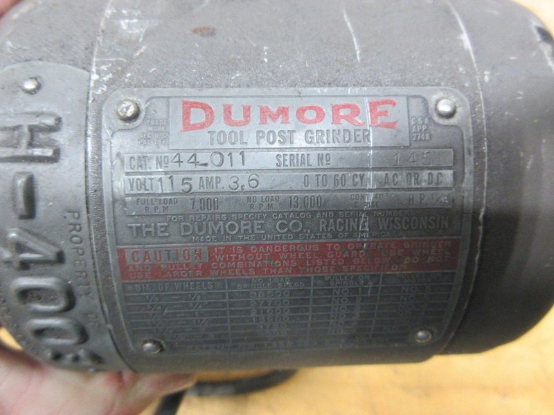 Dumore Tool Post Grinder Series 44, In Metal Case with Grinding Wheels and Accessories- Auction Item