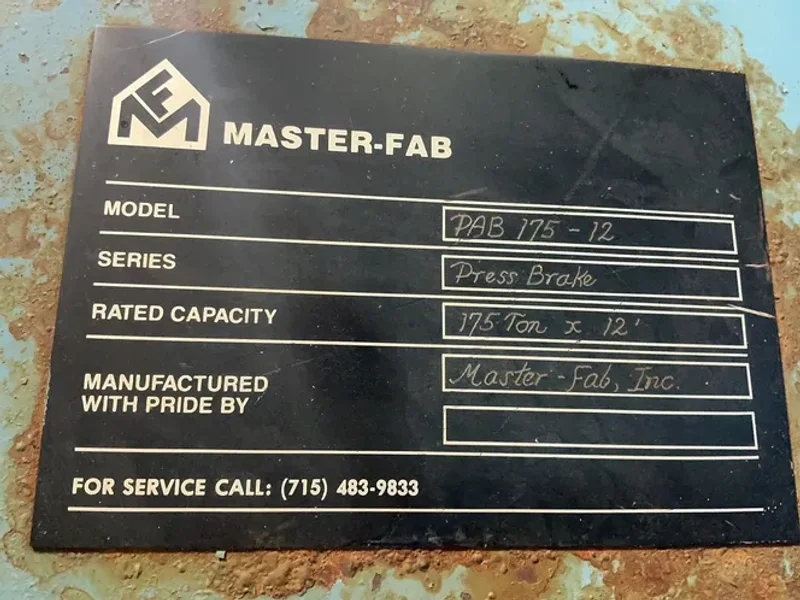 MASTER-FAB 12 FT, 175 TON PRESS BRAKE  -  PAB 175-12