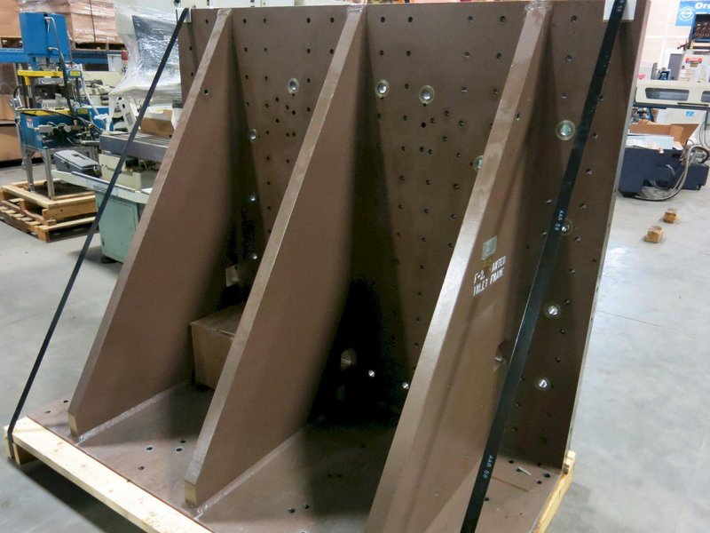 Machined Angle Plate - 5&#039; 10&quot; w x 5&#039; Ht. Face, Base 37&quot; x 70&quot; Wide - Drilled/Tapped - 4&quot; on Center