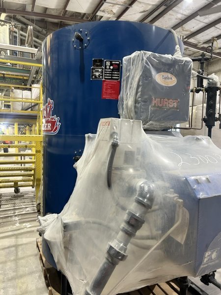 Hurst 1725 lb/hr Vertical Firetube Steam Boiler (2023) – With Honeywell V4062D Actuator, Never Used