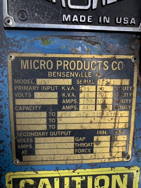 Micro-Weld J5S Butt Welder (.060&quot; - .250&quot;)