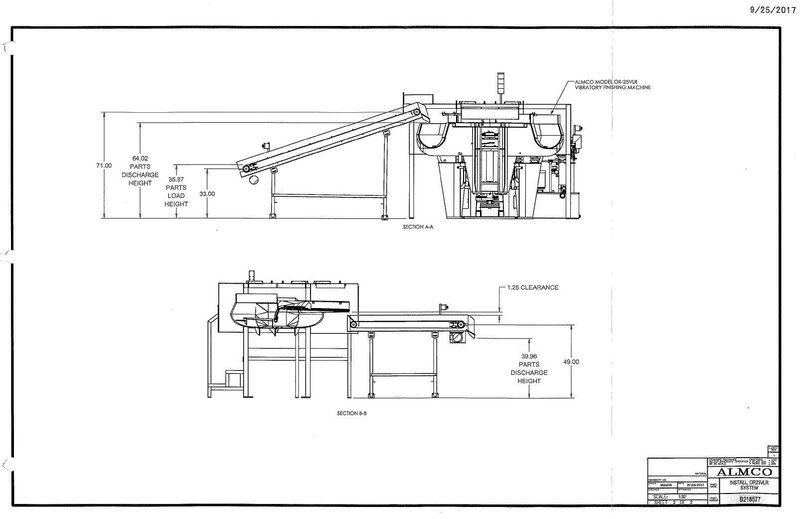 25 CU FT ALMCO MODEL #OR-25VLR AUTOMATIC VIBRATORY PARTS DEBURRING / POLISHING / FINISHING SYSTEM: STOCK #20574