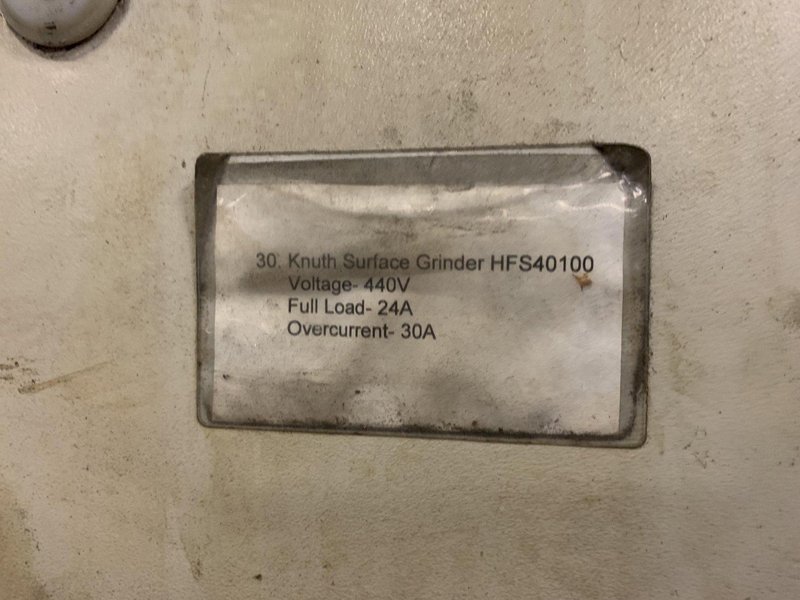 14&quot; x 40&quot; KNUTH Hydraulic Surface Grinder Model HFS 40100, S/N 2365.
