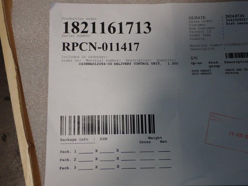 ABB DELIVERY CONTROL UNIT  -  3HNA012056-001