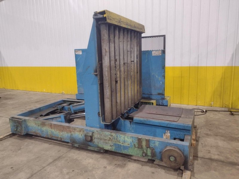 20,000 LBS BRANER HYDRAULIC COIL UPENDER WITH POWER FEED CONVEYOR: YOBRO #25238