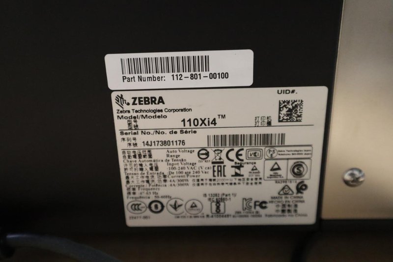 Zebra 110Xi4 Label Printer, 203 dpi, 4" Wide Label Cap- Auction Item