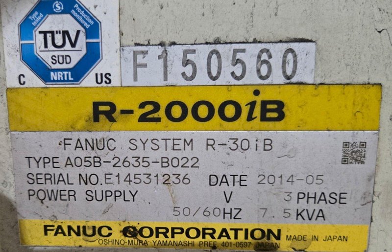 FANUC R-2000IB/210F + R30IB ROBOT ARM AND CONTROL CABINET – NO PENDANT USED