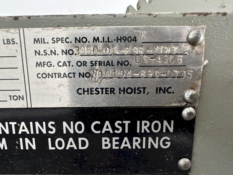 4 TON BUDGIT UNDER HUNG CHAIN HOIST. STOCK #0310922