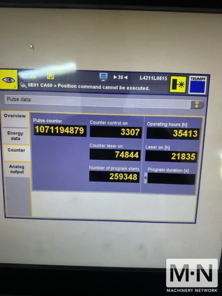 5016 TRUMPF TRULASER L3030 4KW FIBER W/LMC