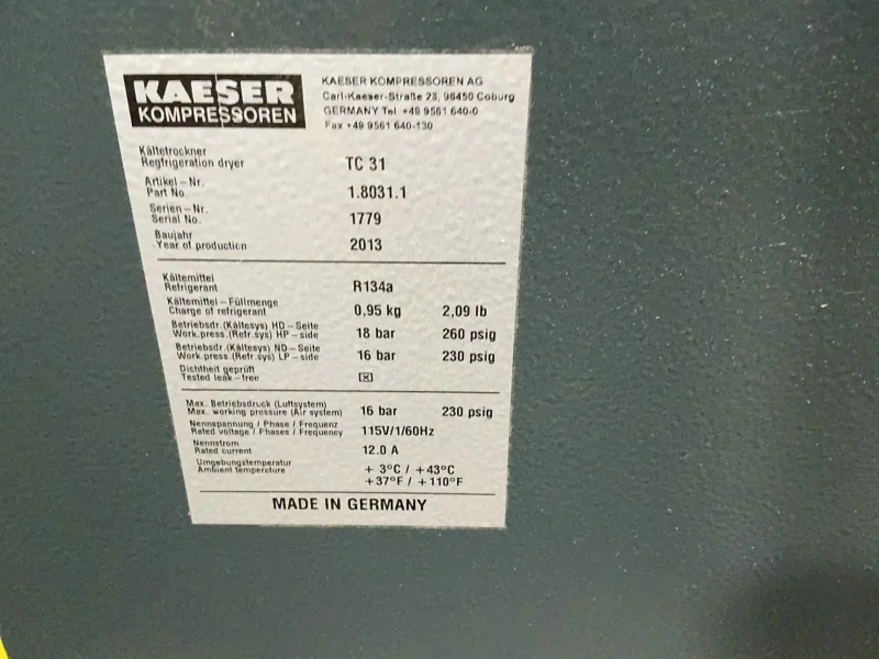 KAESER COMPRESSED AIR DRYER  -  TC 31