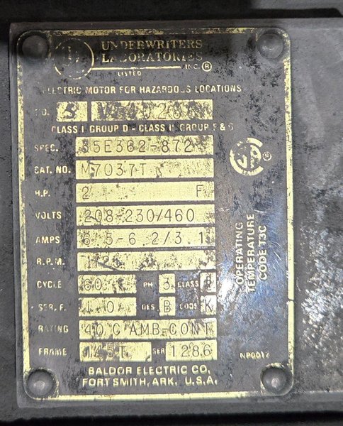 GARDNER DENVER M7037T MODEL HAMMER MILL 2HP 230/480V USED