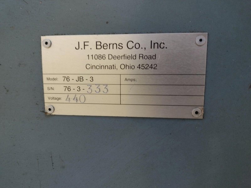 J.F. BERNS MODEL 76-JB-3 CHAMFERING MACHINE w/ 10&quot; 3-JAW CHUCK: STOCK #23372