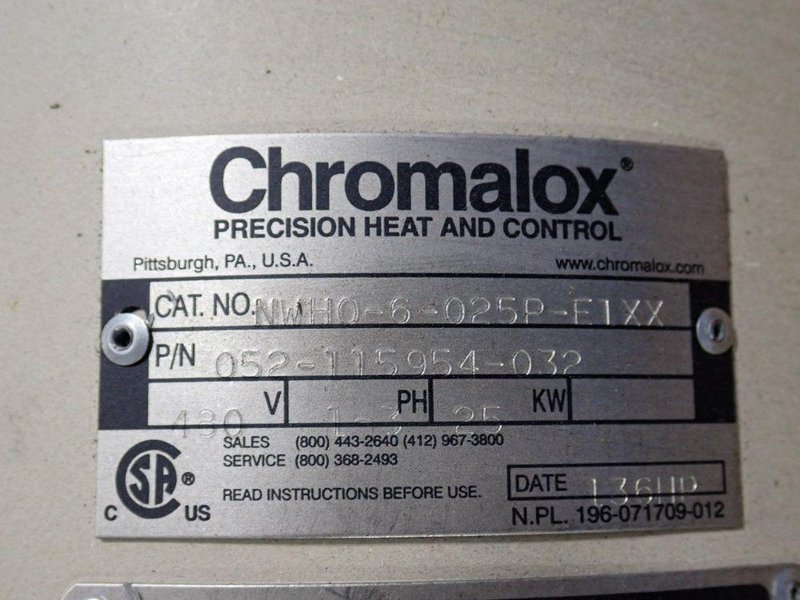 CHROMALOX ELECTRIC CIRCULATION HEATER   -  NWH0-6-025P-F1XX