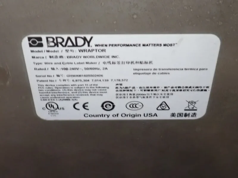 BRADY PRINTER APPLICATOR  -  WRAPTOR