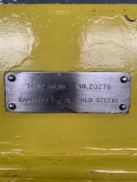 12' X 3/16" CINCINNATI 1412 MECHANICAL SHEAR. STOCK # 0446925.