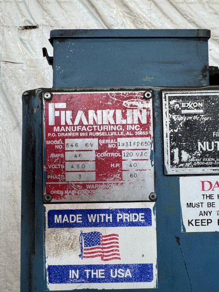 196 TON X 20” WIDTH X 1” FRANKLIN MODEL #B5196-20 AUTOMATIC FLANGE/PLATE LINE. STOCK # 0663625