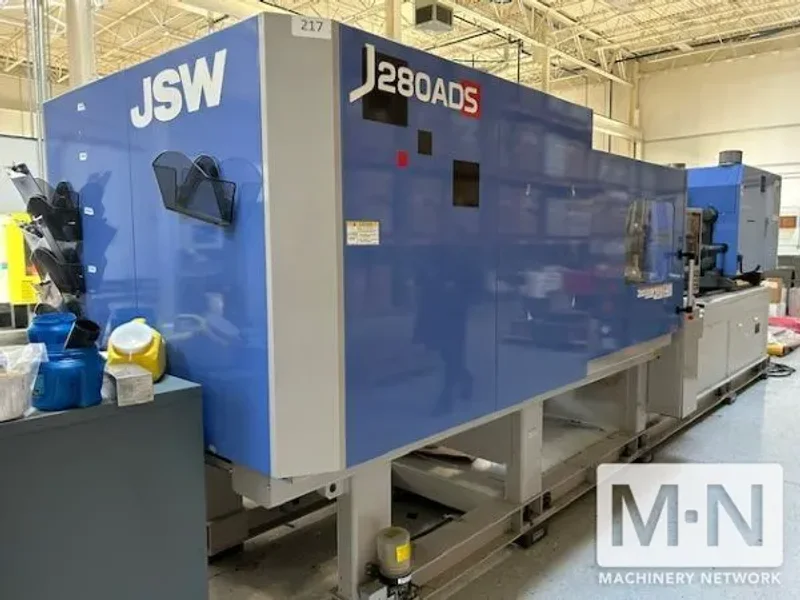 309 TON 34 OZ JSW MODEL J280ADS-890H ELECTRIC INJECTION MOLDING MACHINE MFG 2015