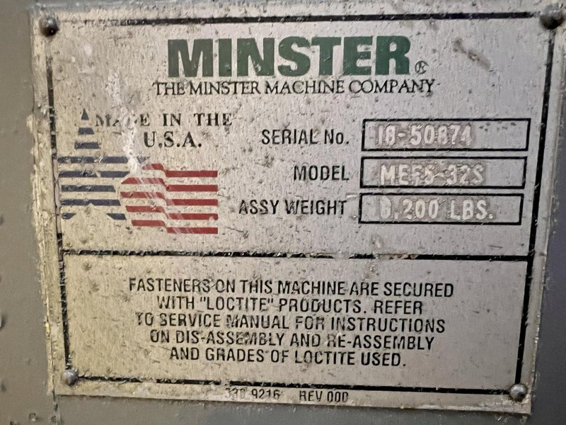 32" X .125" MINSTER MODEL #MEF5-32S SERVO FEED WITH COE MODEL BG-2 CONTROL: YOBRO #24235
