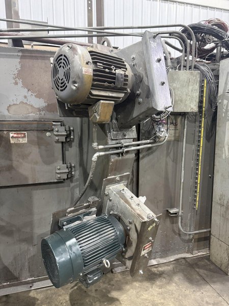 36" x 48" x 8 WHEEL PANGBORN ROTOBLAST PASS THROUGH HANGING CONVEYOR SHOT BLAST MACHINE: YOBRO #24717