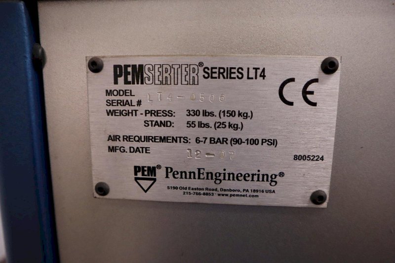 PemSerter Model LT4 Pneumatic Hardware Press on Metal Stand- Auction Item