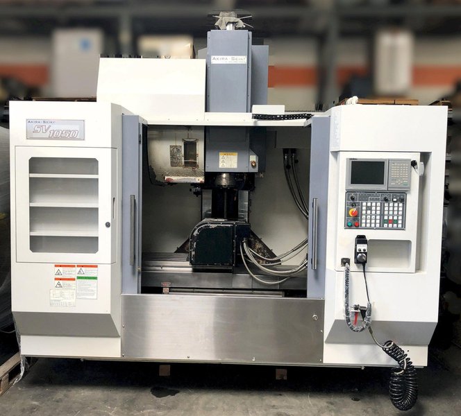 Akira Seiki SV1050 CNC 5-Axis Super Vertical Machining Center 2019 Chip Conveyor, With Detron GFA210 5-Axis Tilting Rotary Table