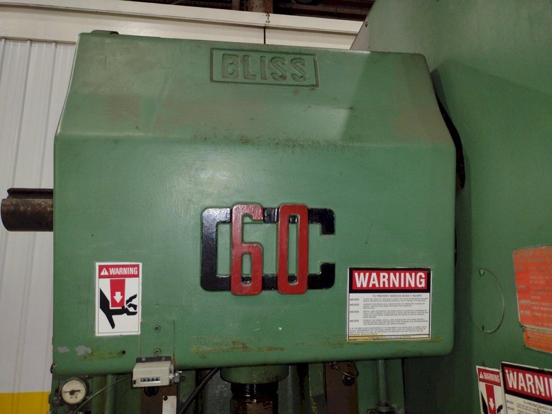 60 TON BLISS MODEL #C-60 OBI FLYWHEEL STAMPING PUNCH PRESS 4&quot; STROKE: STOCK #23467