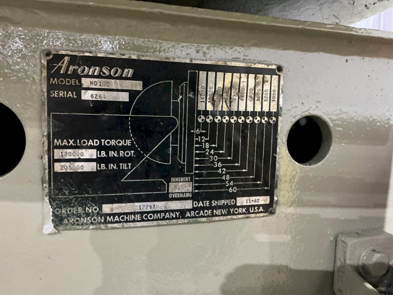 10,000 LBS X 60" ARONSON HD100 HEAVY DUTY WELDING POSITIONER: YOBRO #25141