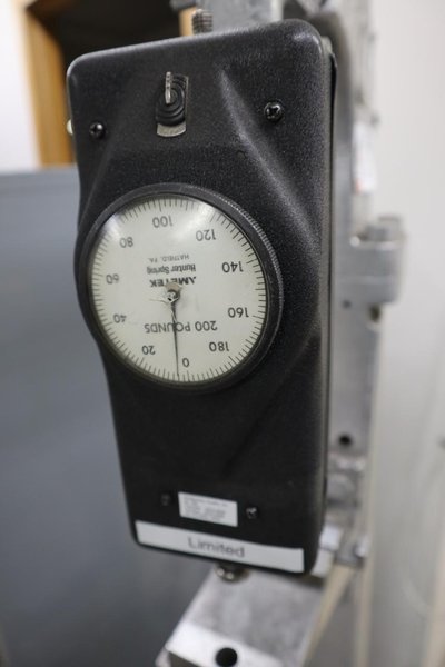 Mechanical Force Gauge on Pedestal, Ametek 200 lb with Kick Pedal- Auction Item